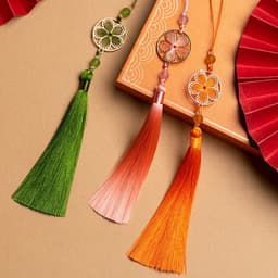DÂY TUA RUA HOA MAI ANH ĐÀO 5 CÁNH - Phụ Kiện Treo Quạt Tròn Sườn Xám Cổ Phong Đồng Tâm 5