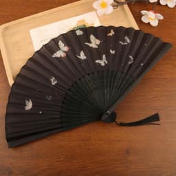 QUẠT GẤP CỔ TRANG MINH DẠ ĐIỆP - Quạt Xếp Nan Tre Họa Tiết Cánh Bướm Khung 21cm Phụ Kiện Sườn Xám Cổ Điển 5