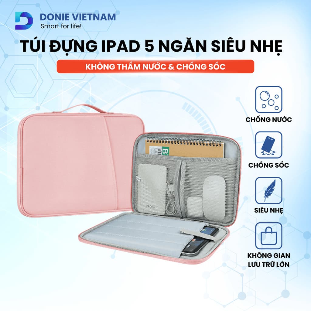 Túi Đựng iPad Chống Sốc, Chống Nước 5 Ngăn Có Quai Xách Cho Máy Tính Bảng 11/13inch Donievietnam T01