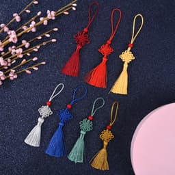 (COMBO 5) ĐỒNG TÂM KẾT HẠT ĐỎ TUA RUA NGẮN - Set Dây Treo Cổ Trang Trang Trí Ngày Tết May Mắn Xinh Xắn 2