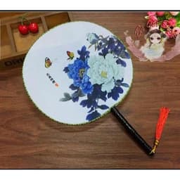 Quạt Tròn M25 Hoa Mẫu Đơn Hoa Sen - Phụ Kiện Cầm Tay Cổ Trang Cosplay Trung Hoa Hán Phục Cổ Phong 4