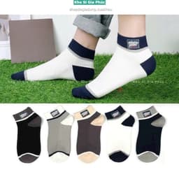 Sét 10 đôi tất nam cổ ngắn chất liệu cotton co giãn mềm mịn thoáng mát kèm túi 5