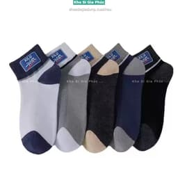 Sét 10 đôi tất nam cổ ngắn chất liệu cotton co giãn mềm mịn thoáng mát kèm túi 6