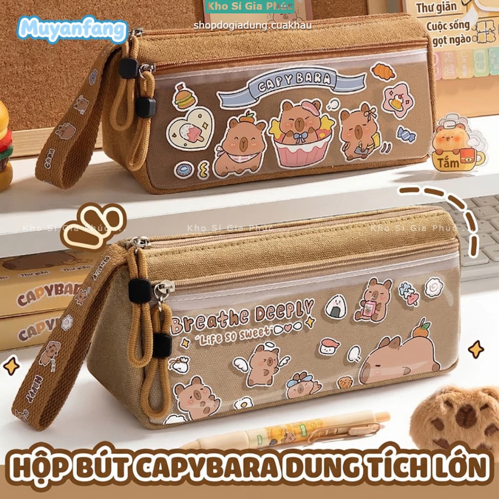 Hộp Đựng Bút Capybara 2026 Mẫu Mới Siêu Cute Dung Tích Lớn Cho Học Sinh Nam và Nữ