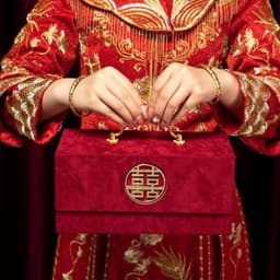 VALI NẠP TÀI NHUNG ĐÍNH CHARM CHỮ HỶ TRÒN - Hộp Đựng Sính Lễ Trang Sức Của Hồi Môn Khóa Gài Đóng Nắp Lễ Cưới Hỏi 2
