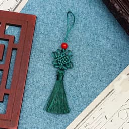 ĐỒNG TÂM KẾT HẠT ĐỎ TUA RUA NGẮN - Set Dây Treo Cổ Trang Trang Trí Ngày Tết May Mắn Xinh Xắn 6
