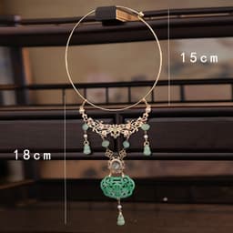 Vòng Cổ Trường Mệnh LỤC BẢO HỒ LÔ - Kiềng Yên Lạc Hán Phục Khánh Đính Ngọc Xanh Cosplay Dây Chuyền Cổ Trang Trung Hoa 7