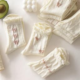 Set 5 Đôi Vớ Cotton Đính Nơ Họa Tiết Hoa Nhỏ Xinh Xắn Phong Cách Harajuku Cho Nữ tt76 4