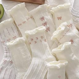 Set 5 Đôi Vớ Cotton Đính Nơ Họa Tiết Hoa Nhỏ Xinh Xắn Phong Cách Harajuku Cho Nữ tt76 3