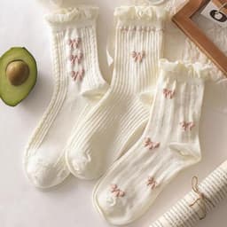 Set 5 Đôi Vớ Cotton Đính Nơ Họa Tiết Hoa Nhỏ Xinh Xắn Phong Cách Harajuku Cho Nữ tt76 2