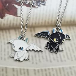 Vòng Cổ Toothless HOW TO TRAIN YOUR DRAGON - Dây Chuyền Cặp Đôi Rồng Trắng Đen Night Fury Light Fury Phong Cách Hàn Quốc 2
