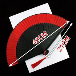 Quạt cổ trang dây tuyến ĐỎ ĐEN TRƠN M65 quạt cầm tay cosplay ngày Tết 5