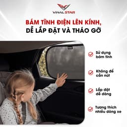 Tấm Chắn Nắng Ô Tô Bám Tĩnh Điện Không Cần Giác Hút VINALSTAR, Tấm Chắn Che Nắng Xe Hơi Chống Tia UV Giảm Nhiệt Cửa Kí 5