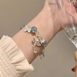 Vòng Tay Điệp Xanh Lam Phong Cách Trung Quốc - Đính Hạt, Tua Rua Hình Bướm, Phụ Kiện Cổ Trang Tiểu Thư Xinh Xắn 3