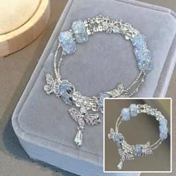 Vòng Tay Điệp Xanh Lam Phong Cách Trung Quốc - Đính Hạt, Tua Rua Hình Bướm, Phụ Kiện Cổ Trang Tiểu Thư Xinh Xắn 6