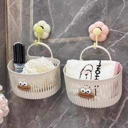 Combo 2c Giỏ Treo Tường  , Nhà Bếp,Đa Chức Năng Cho Nhà Tắm Gió Đựng Đồ Meme Xinh Xắn Dễ Thương 1