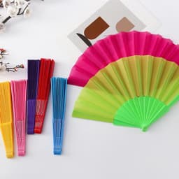Quạt Cổ Trang Nan Nhựa 21cm - Quạt Xếp Vải Xòe Phụ Kiện Múa Cosplay Đạo Cụ Chụp Ảnh 3