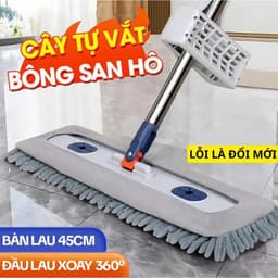 Cây Lau Nhà Tự Vắt Bông San Hô 45cm Kèm 2 Bông, Chổi Lau Nhà Tự Vắt Xoay 360 Độ Sợi Microfiber Siêu Sạch 3