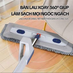 Cây Lau Nhà Tự Vắt Bông San Hô 45cm Kèm 2 Bông, Chổi Lau Nhà Tự Vắt Xoay 360 Độ Sợi Microfiber Siêu Sạch 4