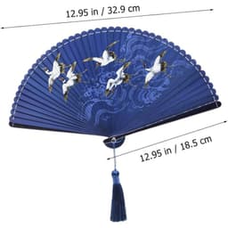 Quạt Xếp Cầm Tay Cổ Trang Vân Hạc Vũ Hải - Quạt Chim Hạc Lướt Sóng Nan Gỗ Tre Dây Tuyến Phong Cách Trung Hoa Cổ Điển 9