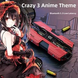Tai Nghe Bluetooth Tokisaki Kurumi Anime Date A Live Không Dây Bluetooth 5.3 Tai Nghe Gaming LED Type-C 3