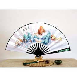 Quạt Xếp Lụa NGỌC THANH CÔN LUÂN Phiến Cổ Trang Quạt Gập Sơn Thủy Trung Hoa Phụ Kiện Hán Phục 6