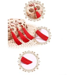 Dây Treo Tua Rua Đỏ Gắn Hạt VÀNG Mini Phụ Kiện DIY Trang Trí Ô Cổ Trang, Bookmark, Lì Xì, Hộp Quà Handmade 3