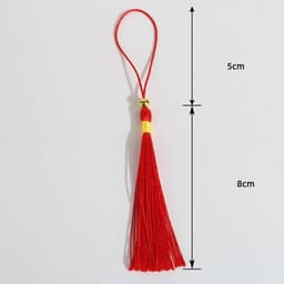 Dây Treo Tua Rua Đỏ Gắn Hạt VÀNG Mini Phụ Kiện DIY Trang Trí Ô Cổ Trang, Bookmark, Lì Xì, Hộp Quà Handmade 5