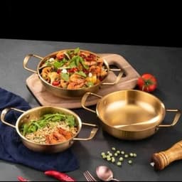 (COMBO 3) Chảo Inox Mini 19CM Mạ Vàng Đa Năng, Nồi Lẩu Mini Phong Cách Hàn Quốc Dùng Nấu Mì Cay, Soup 5