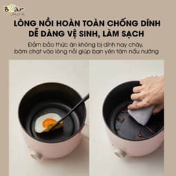 Nồi Lẩu Mini Bear DRG-C12K1, 1.2Lit - 600w, Kèm Xửng Hấp, Màu Sắc Hiện Đại, Núm Cơ Dễ SD 6