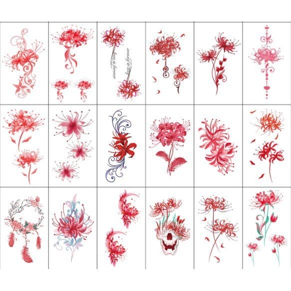 (LT) Hình Xăm Dán Cổ Phong Hoa Bỉ Ngạn Tiên Hiệp Anime Sticker Tattoo Mini Cute Y2K Gothic Punk Aesthetic