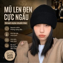 Mũ Len Hàn Quốc Vintage Mềm Ấm Cho Mùa Đông Unisex Dễ Phối Đồ Be Kaki Xám Đen 55-59cm 2