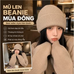 Mũ Len Hàn Quốc Vintage Mềm Ấm Cho Mùa Đông Unisex Dễ Phối Đồ Be Kaki Xám Đen 55-59cm 6