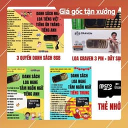 Combo Loa Đài Craven 3 Pin Thẻ Nhớ 8G Usb FM Máy Nghe Nhạc Mini Tắm Ngôn Ngữ Tiếng Anh Tiếng Trung Tiếng Việt Cho Bé 7