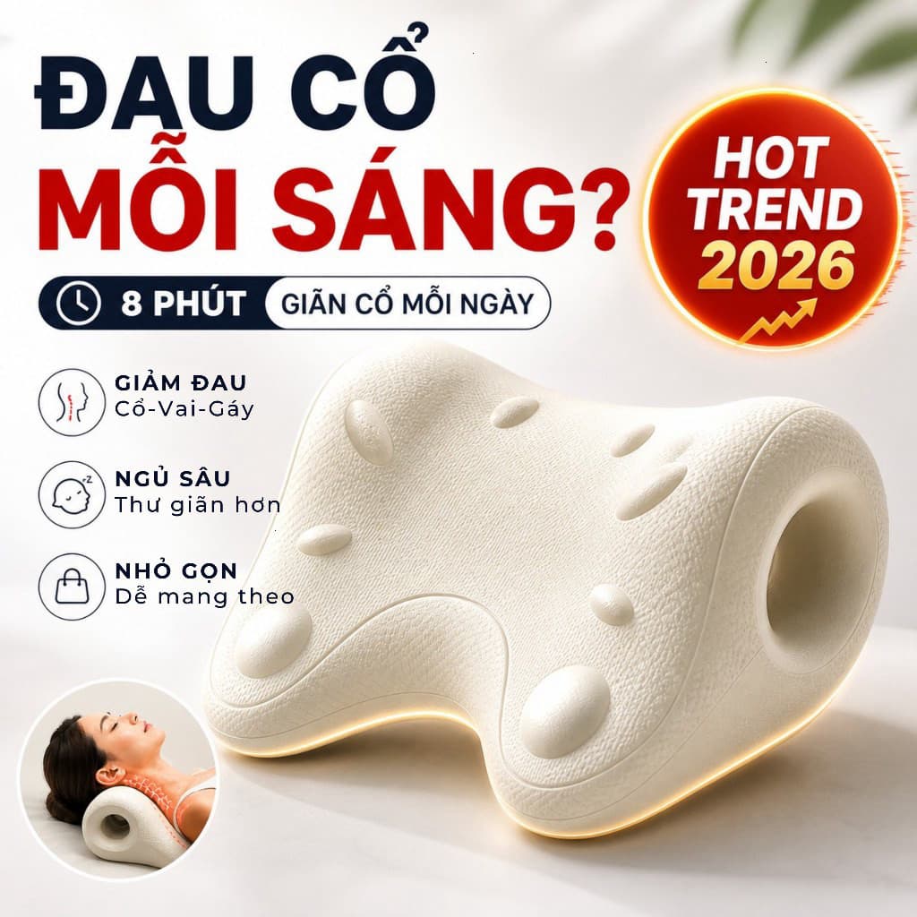 Gối Công Thái Học Massage Cổ Tại Nhà–Gối Định Hình Giúp Thư Giãn Đốt Sống Cổ,Hỗ Trợ Đỡ Cổ Vai Gáy