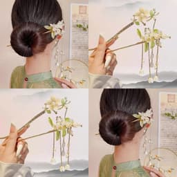 Trâm Cài Tóc Hoa Chuông Linh Lan - Trâm Thả 3 Tua Rua Cổ Phong Hán Phục Trung Hoa Cổ Trang Cosplay 2