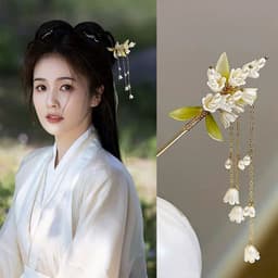 Trâm Cài Tóc Hoa Chuông Linh Lan - Trâm Thả 3 Tua Rua Cổ Phong Hán Phục Trung Hoa Cổ Trang Cosplay 3