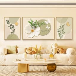 Bộ 3 Tranh Tráng Gương Thiên Nhiên Hoa Lá In UV5D Treo Tường Phòng Khách Phòng Ngủ - Hoàng Gia Decor 2