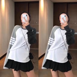 Áo Thun Dài Tay Nữ Tính In Sao Phối Tay Đen Chấm bi From Bõy Rộng Chất Cotton Dày Dặn 8