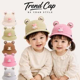 Mũ Bucket Tai Gấu Cho Bé Thêu Gấu Dễ Thương – Mũ Tai Bèo Chống Nắng Form Chuẩn Cho Bé 1-4 Tuổi 2