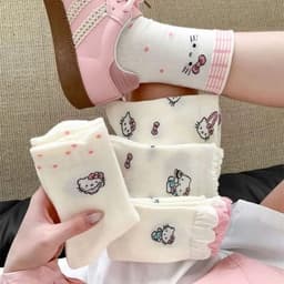 Combo 10 Đôi Tất Mèo Hello Kitty Cổ Cao Chất Kiệu Cotton Thoáng Khí giadungonetop 1