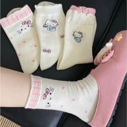 Combo 10 Đôi Tất Mèo Hello Kitty Cổ Cao Chất Kiệu Cotton Thoáng Khí giadungonetop 2