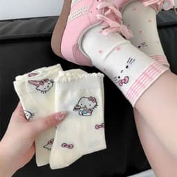 Combo 10 Đôi Tất Mèo Hello Kitty Cổ Cao Chất Kiệu Cotton Thoáng Khí giadungonetop 5