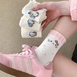 Combo 10 Đôi Tất Mèo Hello Kitty Cổ Cao Chất Kiệu Cotton Thoáng Khí giadungonetop 6