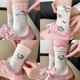 Combo 10 Đôi Tất Mèo Hello Kitty Cổ Cao Chất Kiệu Cotton Thoáng Khí giadungonetop 7