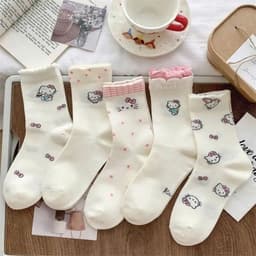 Combo 10 Đôi Tất Mèo Hello Kitty Cổ Cao Chất Kiệu Cotton Thoáng Khí giadungonetop 8