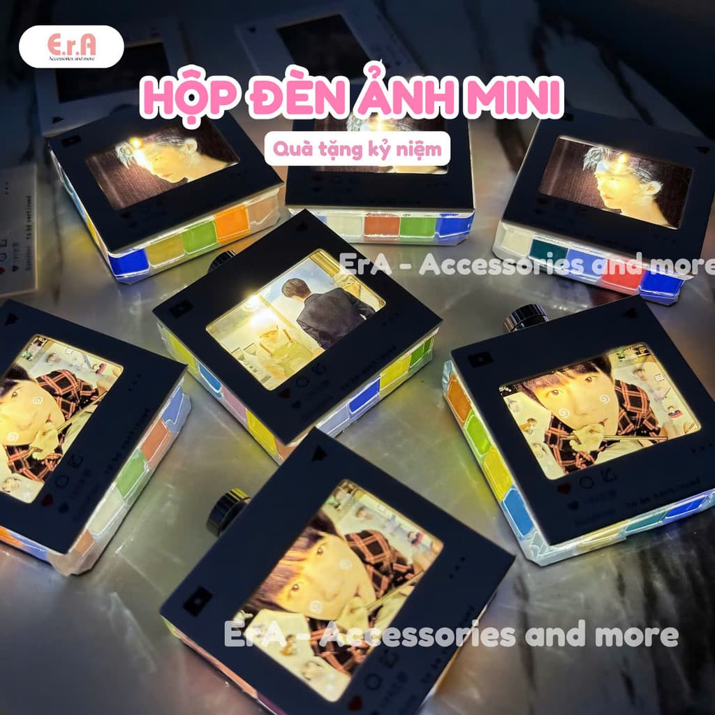 Hộp Đèn ảnh MINI, hộp ảnh lưu niêm lưu giữ khoảnh khắc làm quà kỷ niệm Valentine 14/2 8/3 20/10 sinh nhật  - Erashop