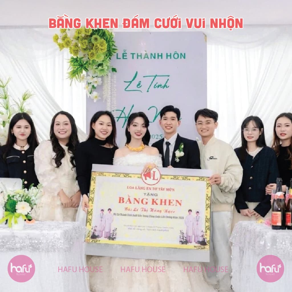 Bảng Khen Đám Cưới Vui Nhộn – Bảng Trao Giải Hài Hước Formex 5mm – Đạo Cụ Chụp Ảnh Lễ Thành Hôn Hafu Wedding