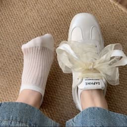 Set 5 Đôi Tất lưới mỏng ngắn cho phụ nữ, chất liệu cotton thoáng khí, basic thời trang LILIRIA tt89 1