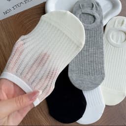 Set 5 Đôi Tất lưới mỏng ngắn cho phụ nữ, chất liệu cotton thoáng khí, basic thời trang LILIRIA tt89 7